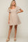Taupe Plaid Square Neck Short Puff Sleeve Maternity Dress