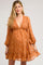 Orange Floral Smocked Long Sleeve Maternity Dress
