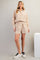 Beige Striped Button Accent Shorts