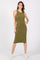 Green Acid Wash Ribbed Sleeveless Midi Dress