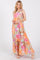 Pink Floral Shoulder Tie Empire Maxi Dress