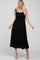 Black Ruffle Accent Midi Dress