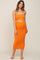 Orange Ribbed Strapless Two Piece Maternity Skirt Set