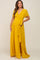 Yellow Chiffon Short Sleeve Wrap V-Neck Front Slit Maternity Maxi Dress