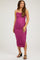 Magenta Floral Lace Ruched Cross Back Maternity Midi Dress