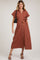 Rust Collared Front Button Maternity Midi Dress