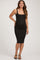 Black Ribbed Square Neck Low Back Sleeveless Maternity Midi Dress