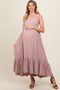 Mauve Pinafore Cutout Maternity Midi Dress