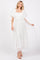 White Balloon Sleeve Embroidery Mesh Midi Dress