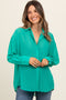 Teal Sheer Button Down Maternity Blouse