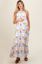 White Empire Ruffle Hem Maternity Midi Dress