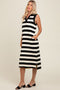 Black Striped Polo Midi Dress
