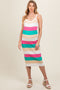 Pink Wide Stripe Knit Maternity Midi Dress