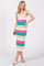 Pink Wide Stripe Knit Midi Dress