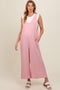 Pink V-Neck Wide Leg Maternity Jumpsuit