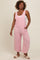 Pink V-Neck Wide Leg Jumpsuit