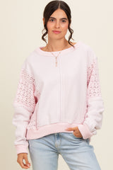 Pink Lace French Terry Maternity Top