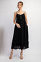 Black Button Front Pocketed Midi Dress