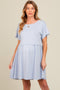 Light Blue Cut Edge Short Sleeve Maternity Dress