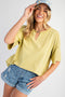 Lime Washed Cotton Jersey Oversized Top