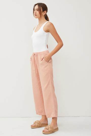 Salmon Front Tie Cropped Pants