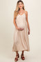 Beige Flowy Maternity Maxi Dress