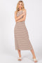 Mocha Striped Sleeveless Maternity Midi Dress