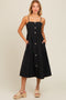 Black Sleeveless Button Down Midi Dress