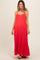 Red Crochet Lace Back Maternity Maxi Dress