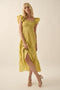 Key Lime Solid Square-Neck Smock-Bodice Midi Dress
