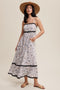Taupe Floral Wavy Trim Maxi Dress