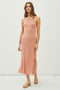 Rust Ribbed Knit Side Slit Sleeveless Dress
