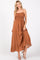 Rust Smocked Cutout Lace Up Back Maxi Dress