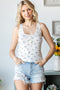 White Floral Print Button Front Tank Top