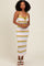 Lime Striped Rib Knit Crop Top Skirt Set