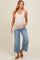 Light Blue Cut Hem Wide Leg Maternity Jeans