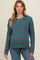 Teal Striped Ribbed Knit Long Sleeve Maternity Top