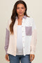Lavender Lightweight Colorblock Maternity Button Up Top