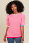 Pink Contrast Band Sweater