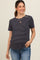Navy Striped Short Sleeve Maternity Top