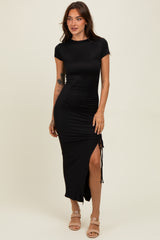 Black Side Slit Maternity Maxi Dress