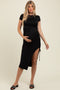 Black Side Slit Maternity Maxi Dress