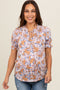 Blue Floral Ruffle Tie Maternity Blouse