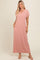 Salmon Ribbed V-Neck Midi Dress