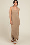Beige Knit Fringe Midi Dress