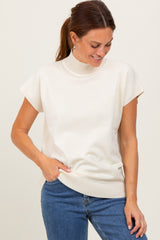 Cream Mock Neck Knit Top