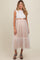 White Lace Contrast Tulle Maternity Maxi Dress