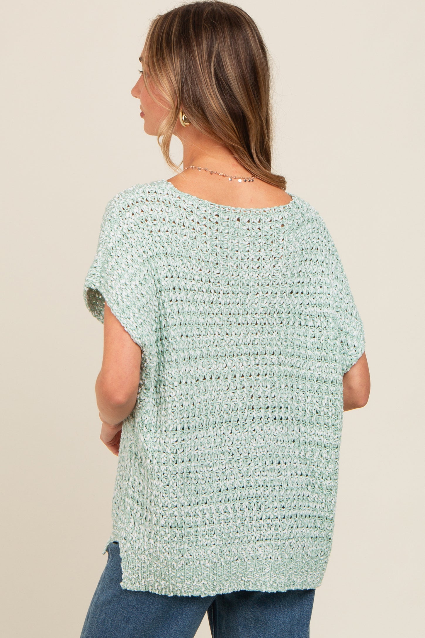 Light Olive V-Neck Sweater Top