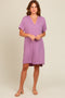 Lavender V-Neck Basic Shirt Dress