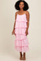 Light Pink Tiered Midi Dress